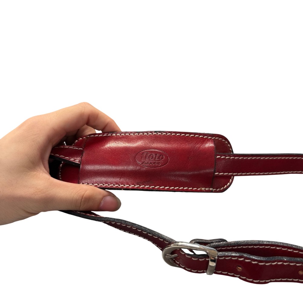 Floto Shoulder Strap Unisex OS Red Excellent Leather Padded Adjustable Italy